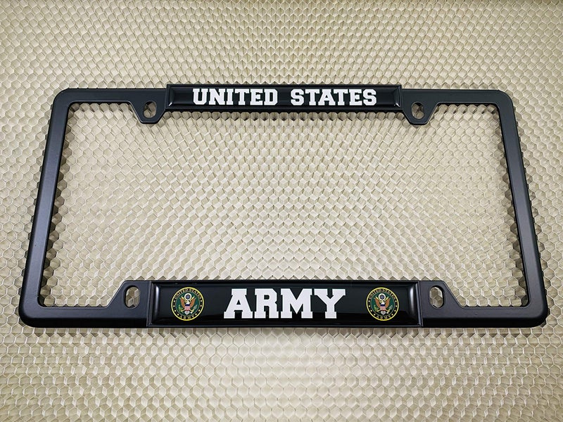 BestLicensePlateFrames [Officially Licensed Product] - United States Army Domed Custom-Made Personalized Narrow (Thin) Top 4 Hole Metal Car License Plate Frame with Free caps - Black (Quantity: 1 Frame) - Image 4